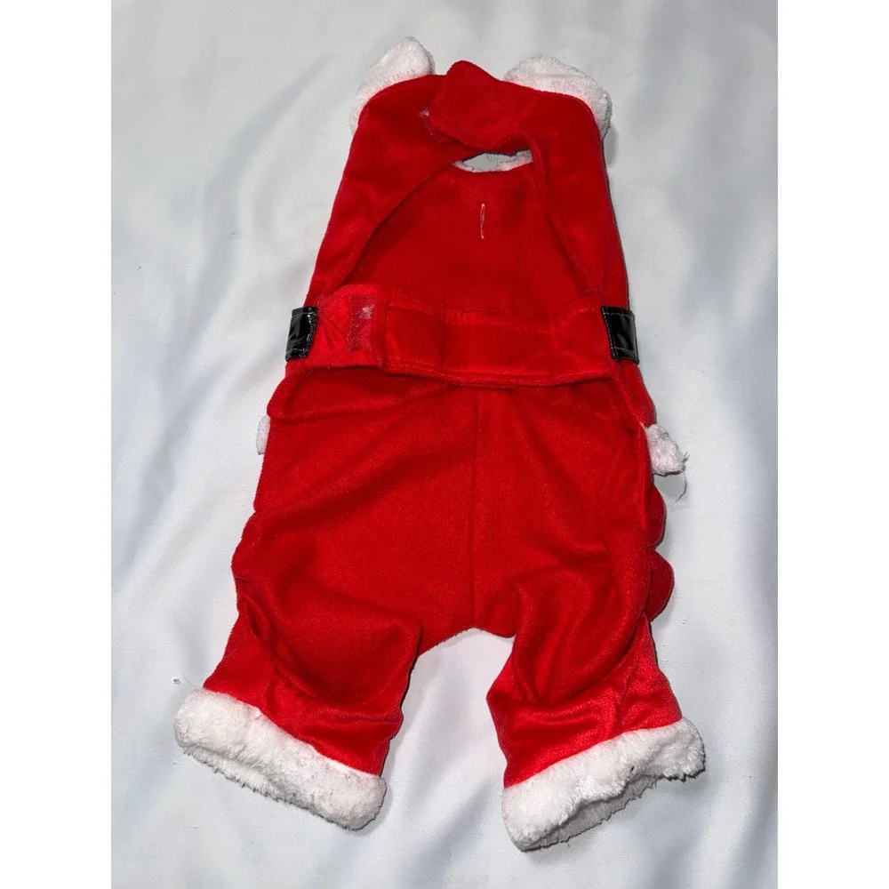 Red Santa Claus‎ Pet Costume with White Faux Fur Trim and Belt Holiday Outfit